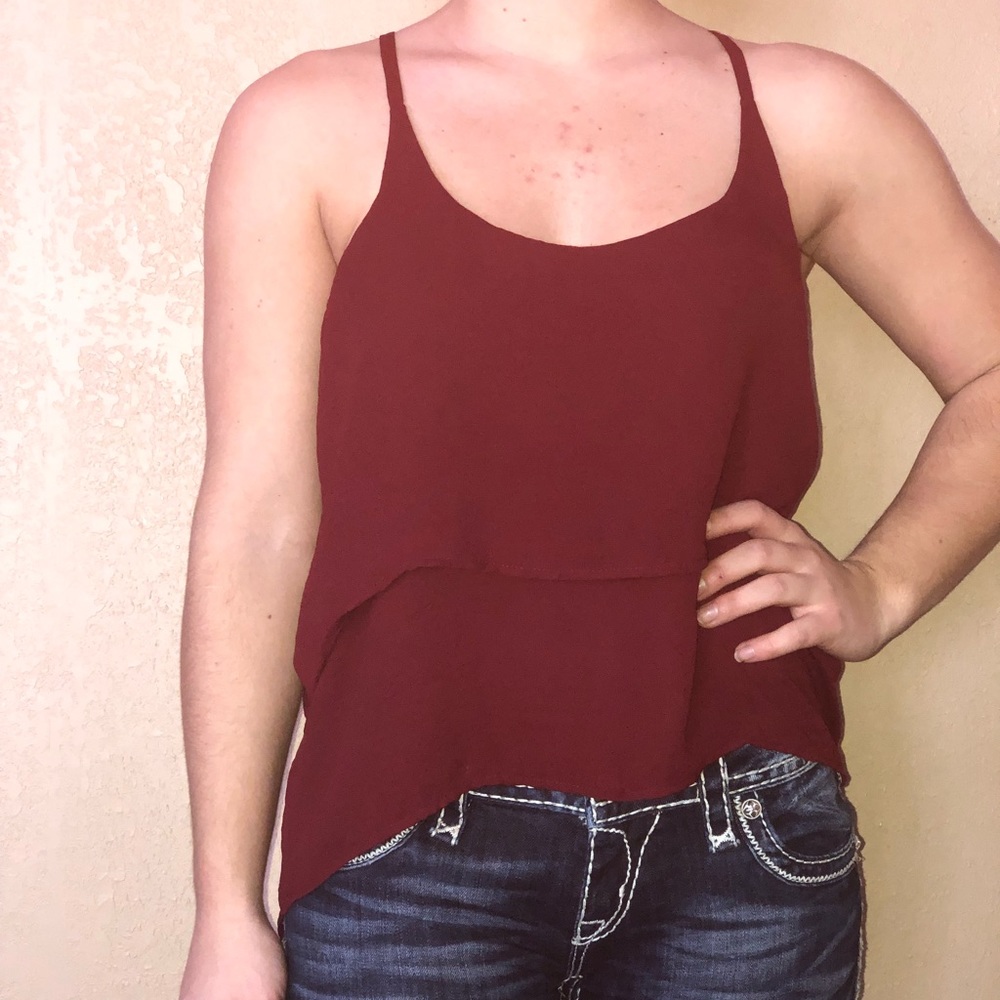 Maroon loose fitting tank top